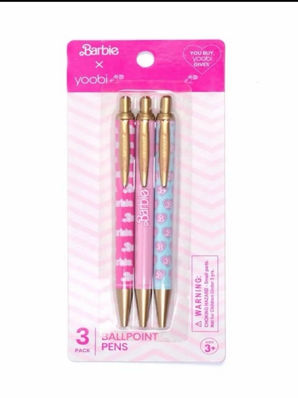 Yoobi x Barbie 3-pack retractable ballpoint pen set, New, Sealed